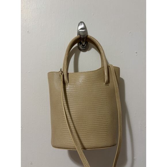 Little Liffner Tulip Tote Mini Tan Sand Croc NWT - Picture 2 of 5